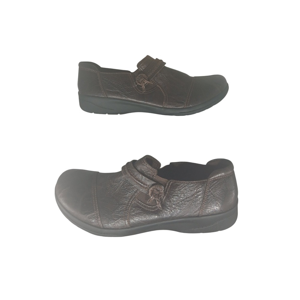Clarks Collection Womens‎ Brown Leather Slip On Shoes Comfort Casual Size 9.5